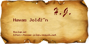 Havas Jolán névjegykártya